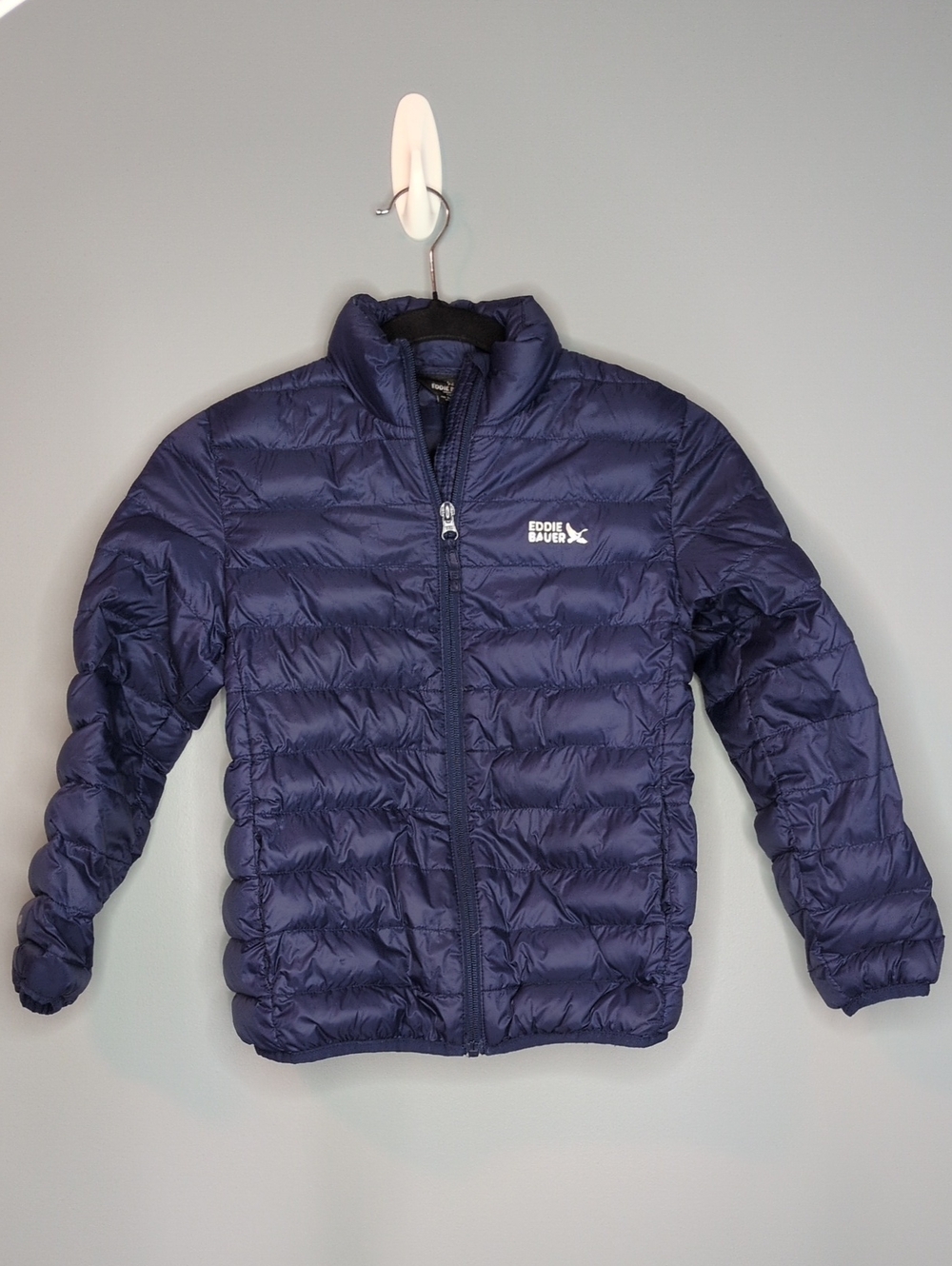 Eddie Bauer Kids Navy Quilted Packable Puffer Jacket Size M 7/8 Boys Girls